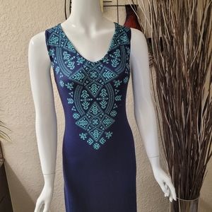 Beautiful V-Neck Embroidered Sleeveless Stretch Dress